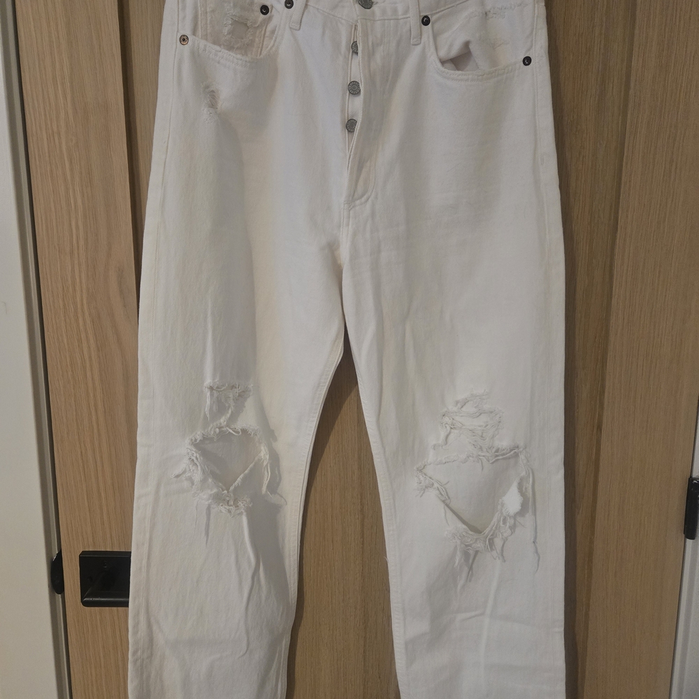 Agolde White Distressed Women's Jeans - Picture 2 of 7